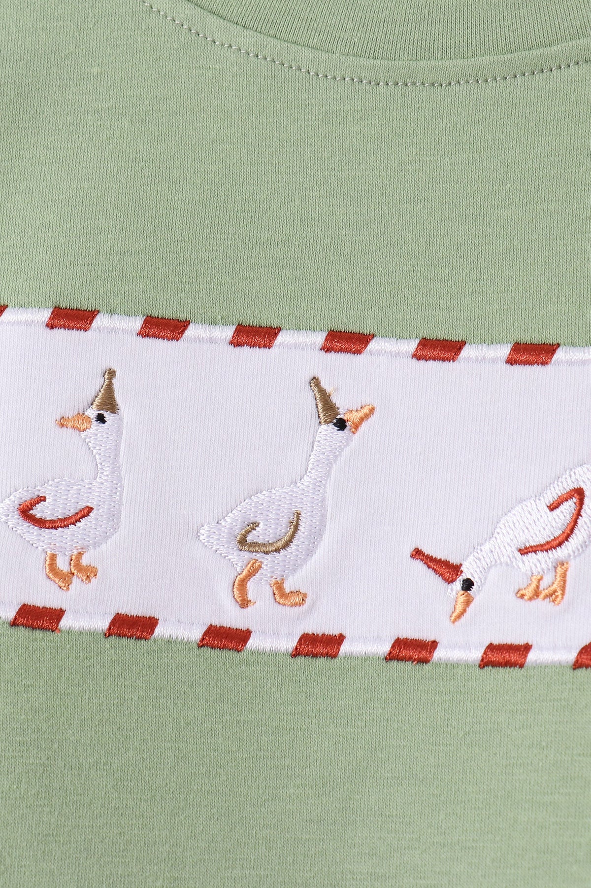 Abby & Evie | Sage Goose Embroidery Gingham Pants Set