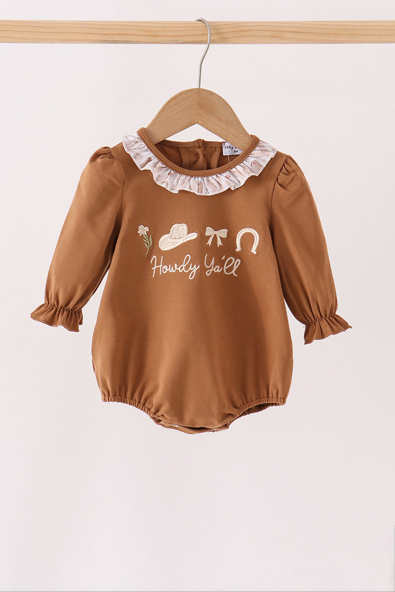 Abby & Evie | Howdy Y'ALL Western Embroidery Ruffle Bubble