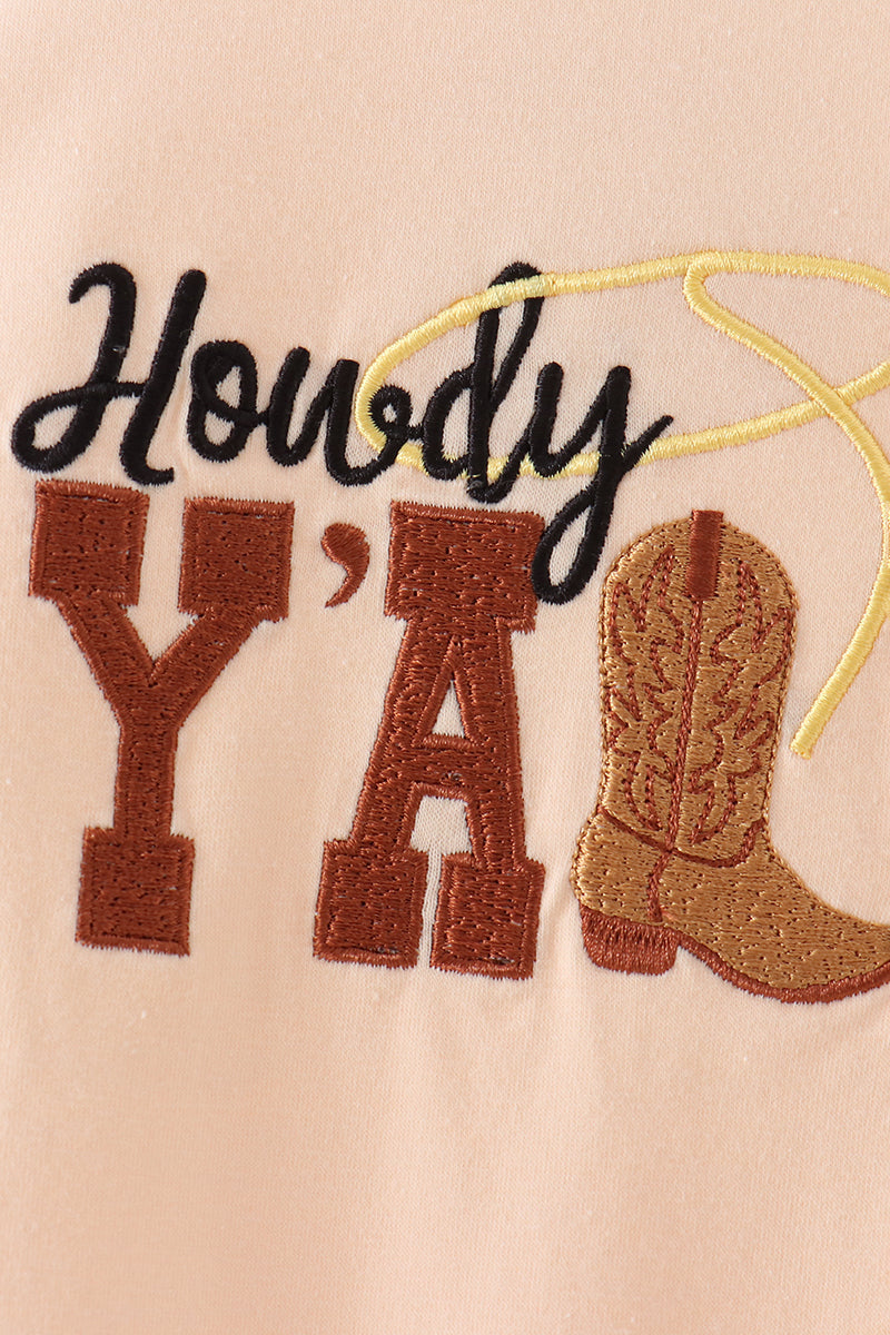 Abby & Evie | Howdy Y'ALL Boots Embroidery Romper