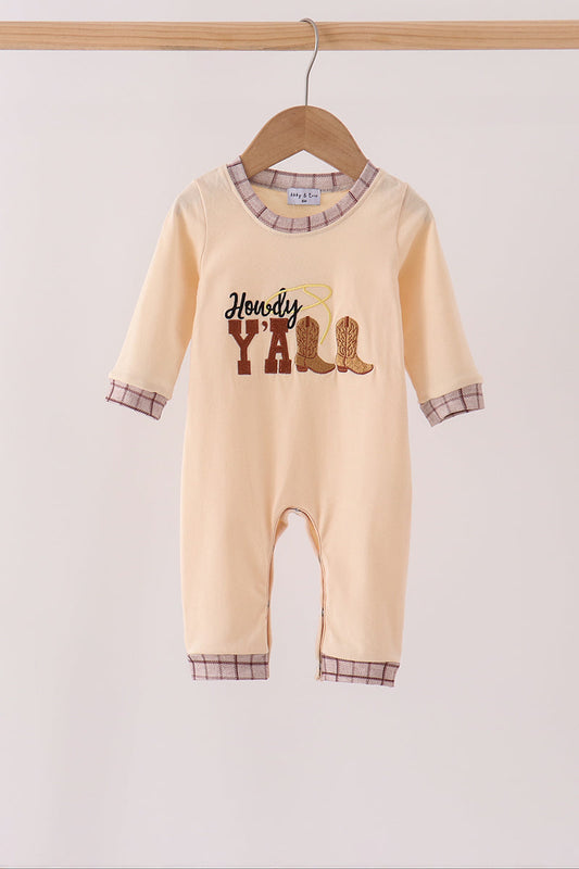 Abby & Evie | Howdy Y'ALL Boots Embroidery Romper