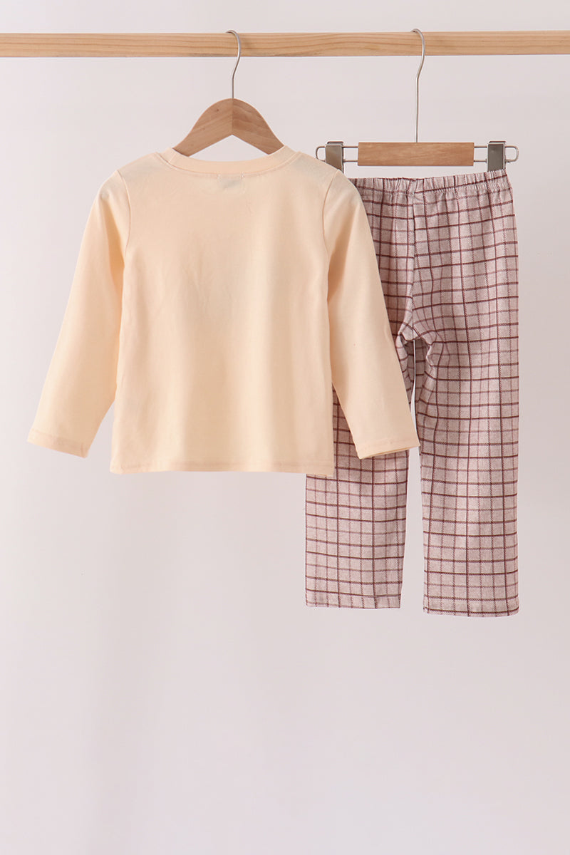 Abby & Evie | Howdy Y'ALL Boots Embroidery Plaid Pants Set