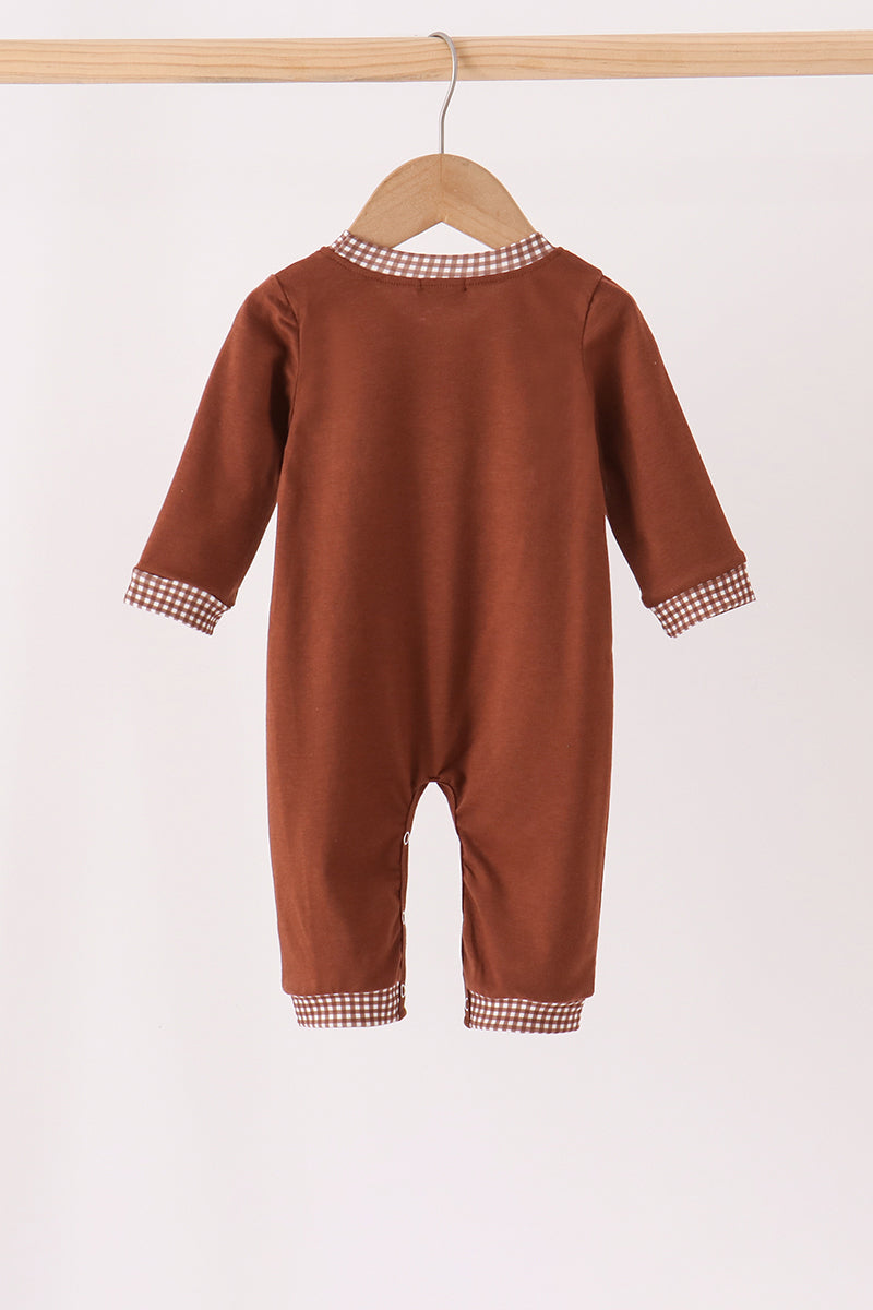 Abby & Evie | Brown Turkey Embroidered Romper