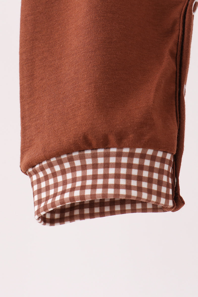 Abby & Evie | Brown Turkey Embroidered Romper