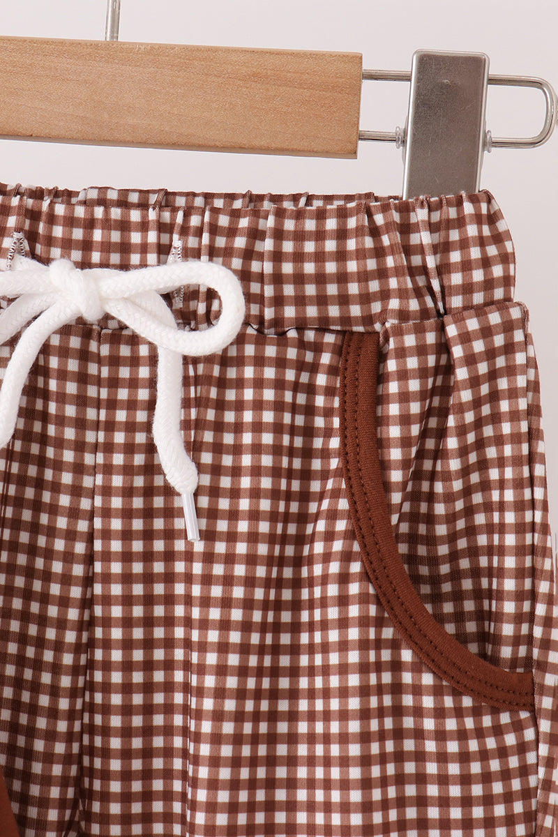 Abby & Evie |  Brown Turkey Embroidery Pants Set