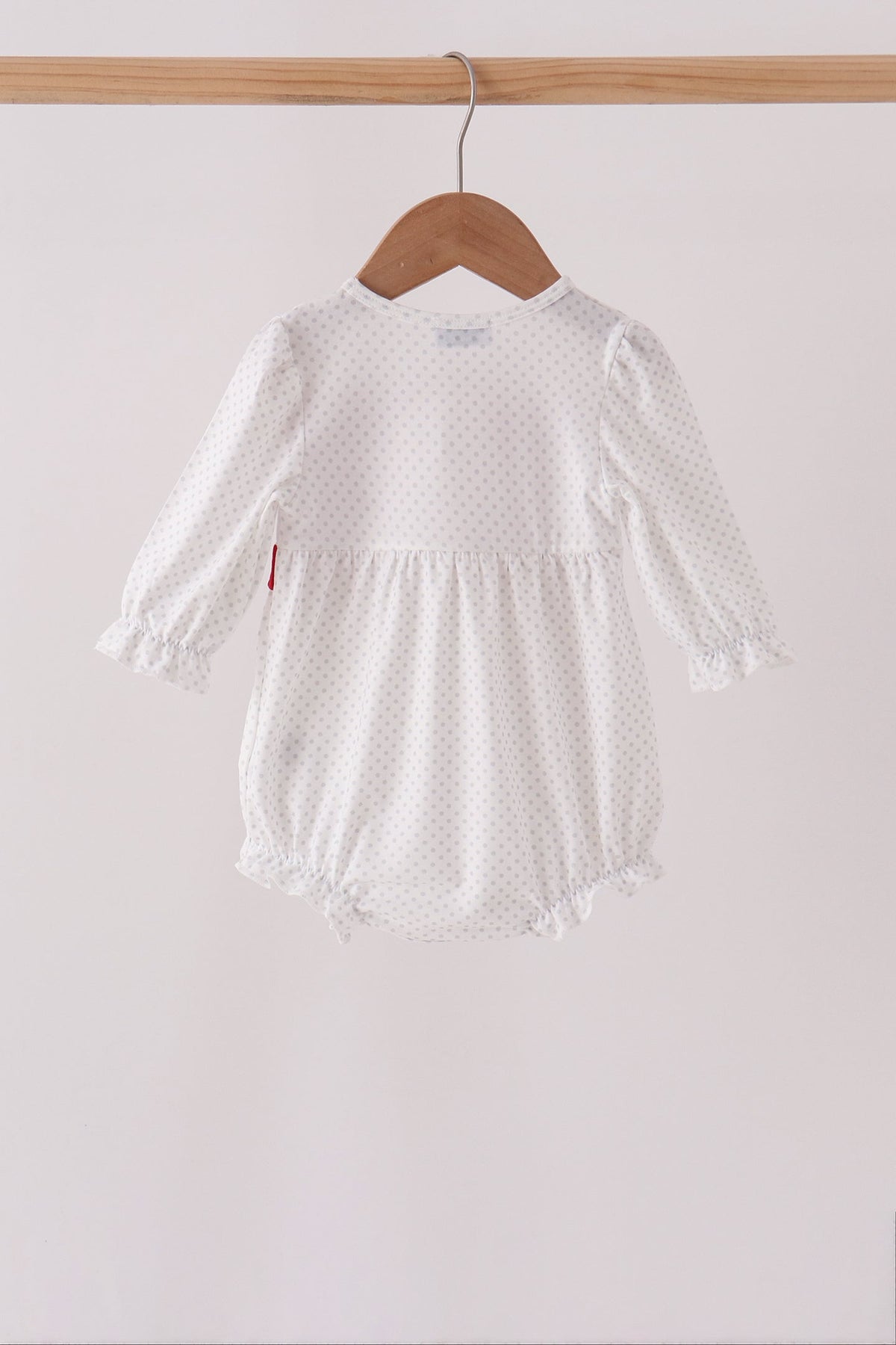 Abby & Evie | White Candy Cane Smocked Polka Dot Bubble