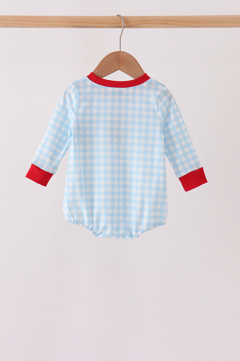 Abby & Evie | Blue Candy Cane Embroidery Gingham
Bubble
