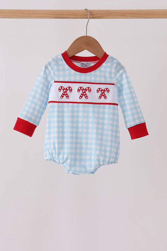 Abby & Evie | Blue Candy Cane Embroidery Gingham
Bubble
