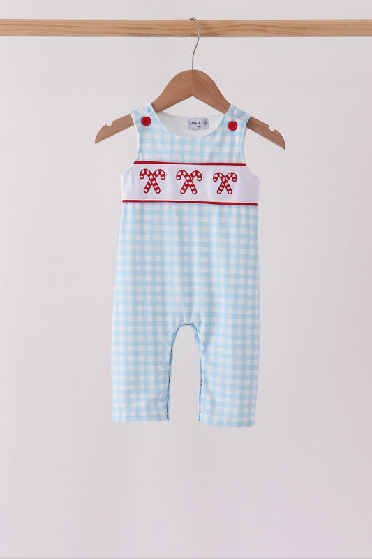 Abby & Evie | Blue Candy Cane Embroidery Gingham
JonJon