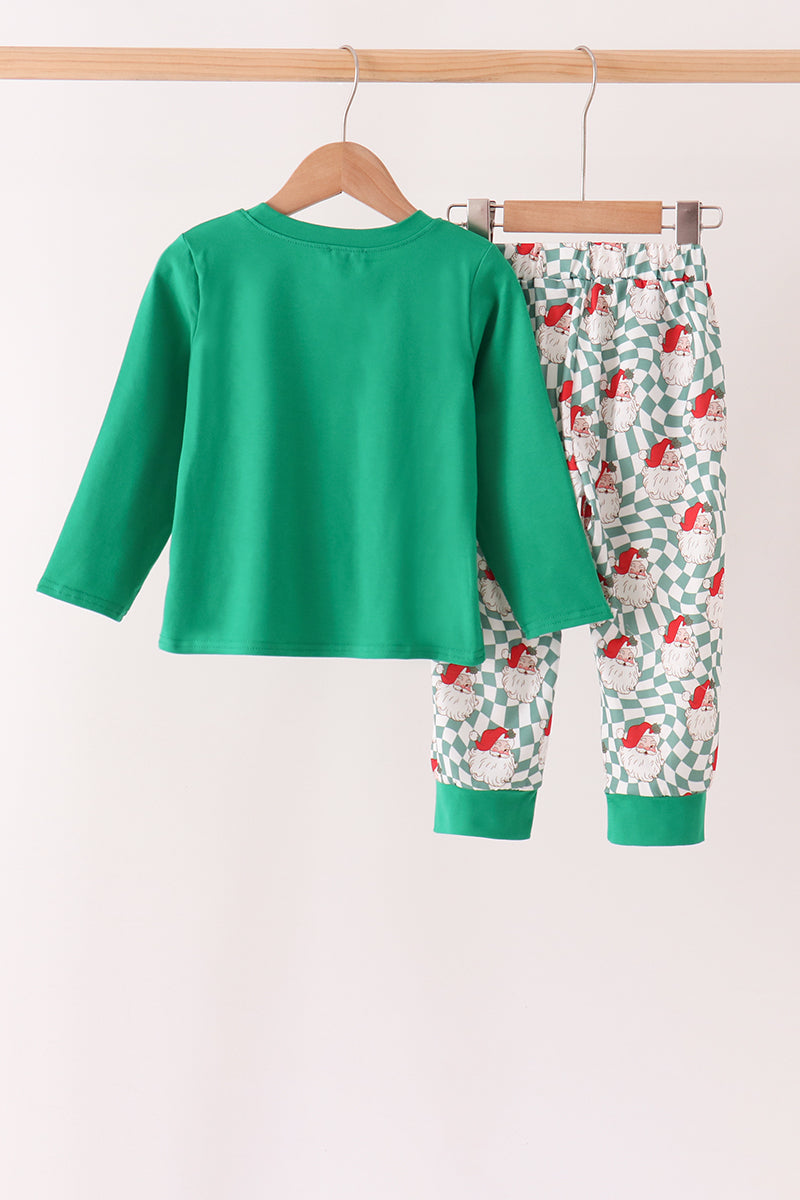 Abby & Evie | Green Santa French Knot Jogger Set