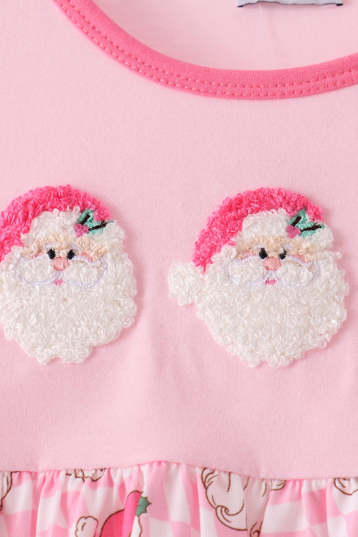 Abby & Evie | Pink Santa French Knot Bow Pants Set
