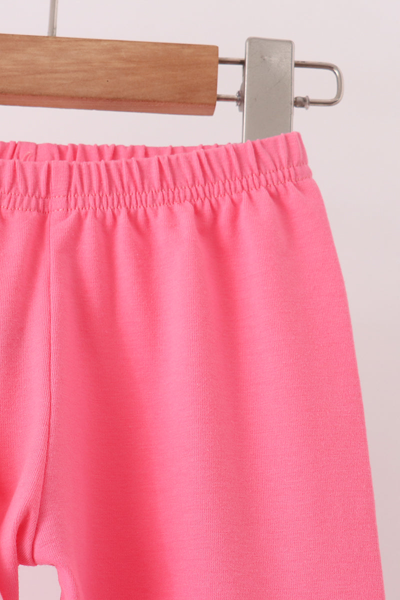 Abby & Evie | Pink Santa French Knot Bow Pants Set