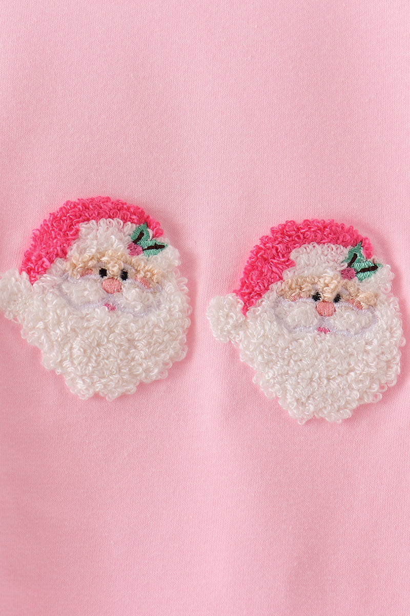 Abby & Evie | Pink Santa French Knot Ruffle Skorts Set