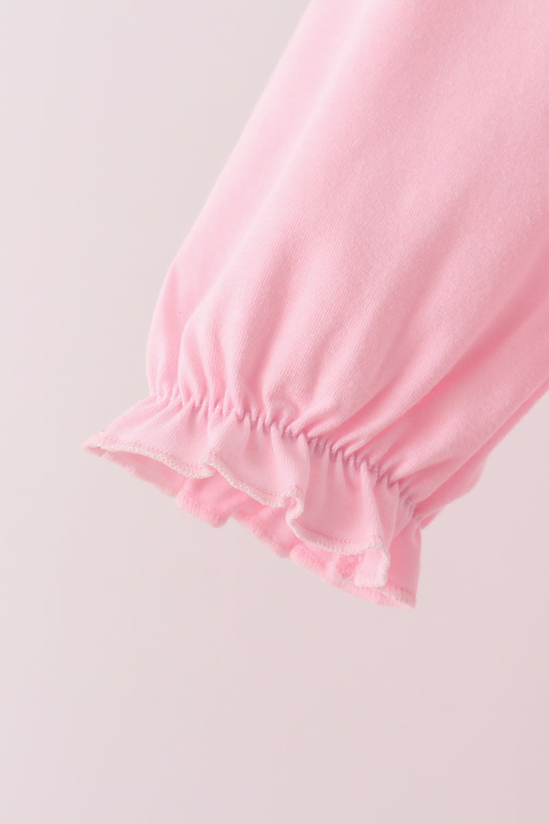 Abby & Evie | Pink Santa French Knot Ruffle Skorts Set