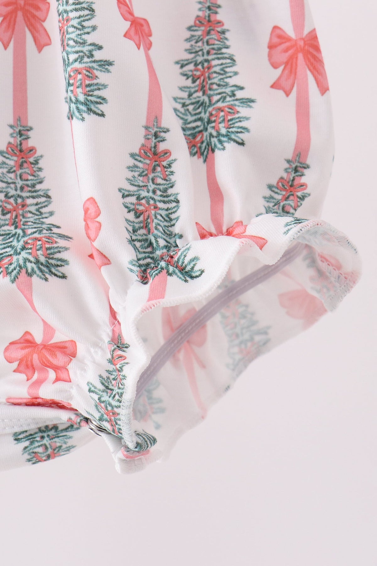 Abby & Evie | Pink Christmas Tree Embroidery Ruffle Bubble