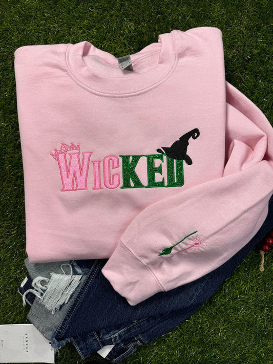 Adult Wicked Embroidery Sweatshirt  With Embroidery on the Sleeve