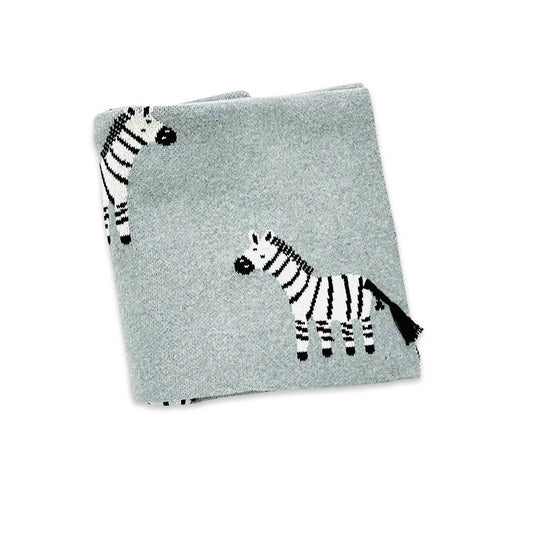 Viverano Organics - Zebra 3D - Organic Cotton Jacquard Knit Baby Blanket: One Size