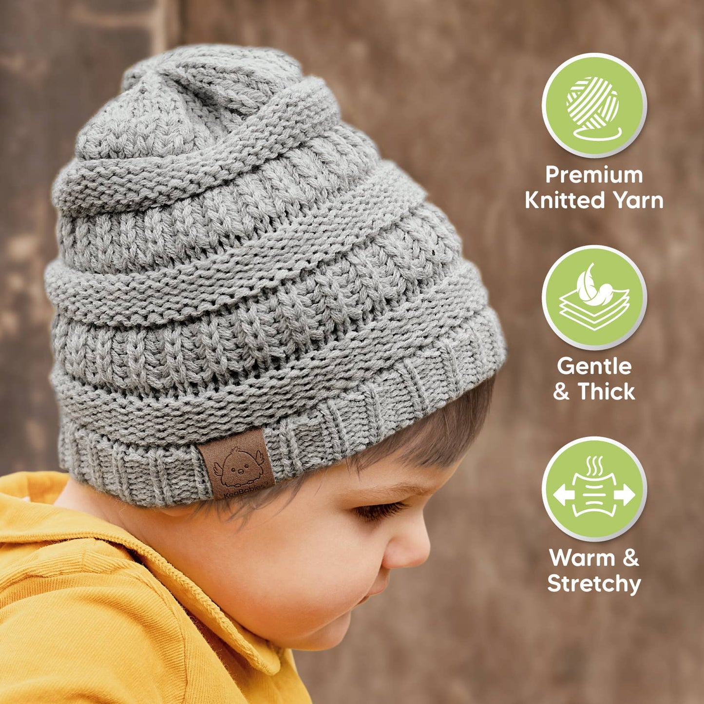 KeaBabies - KeaBabies 3-Pack Warmzy Baby Beanies (Sweet Pea, Medium) 6-36 Months