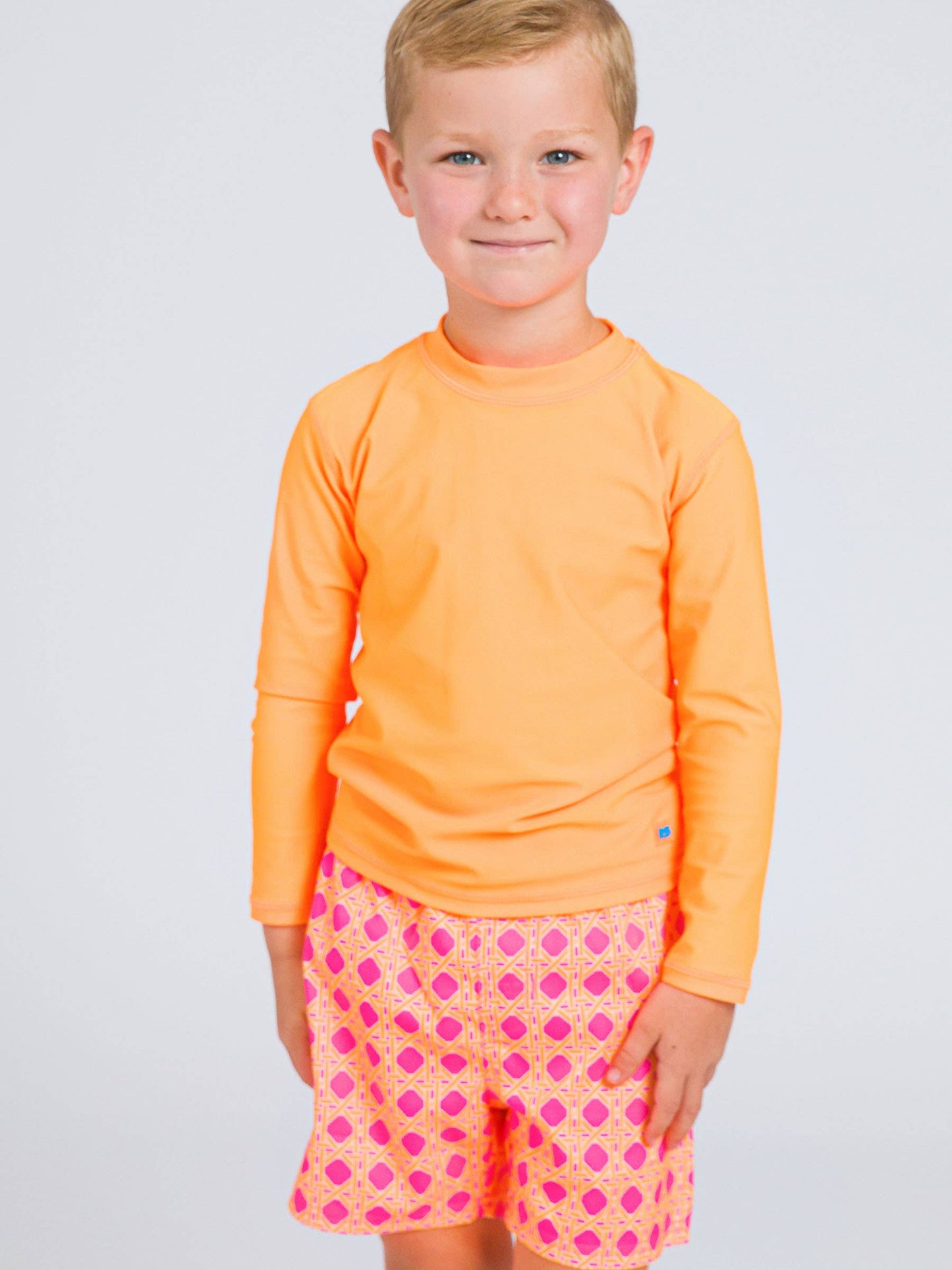 RuffleButts + RuggedButts - Boys Neon Sherbet Cane Swim Trunks