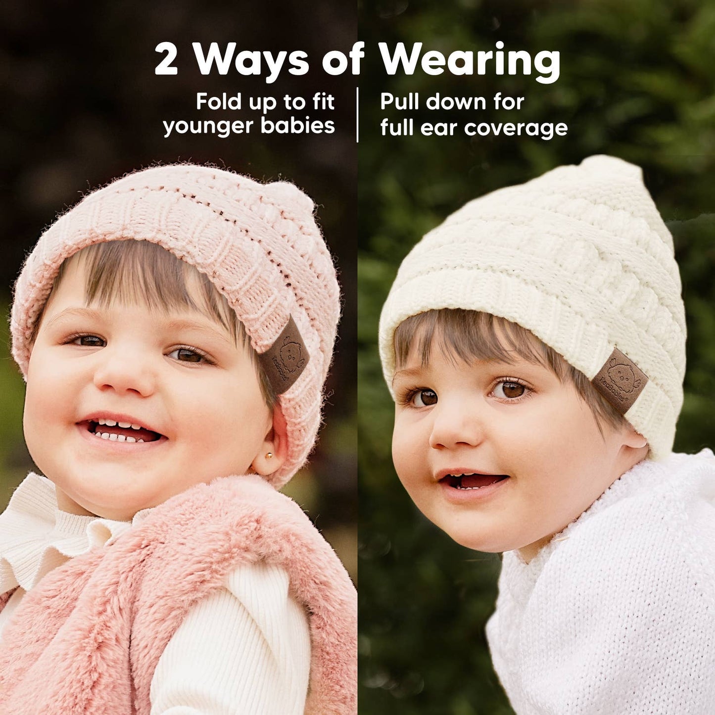 KeaBabies - KeaBabies 3-Pack Warmzy Baby Beanies (Sweet Pea, Medium) 6-36 Months