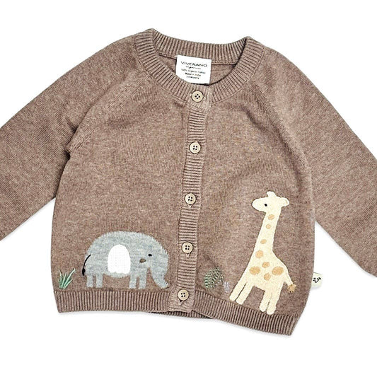 Viverano Organics - Giraffe Elephant Baby Cardigan Sweater (Organic)