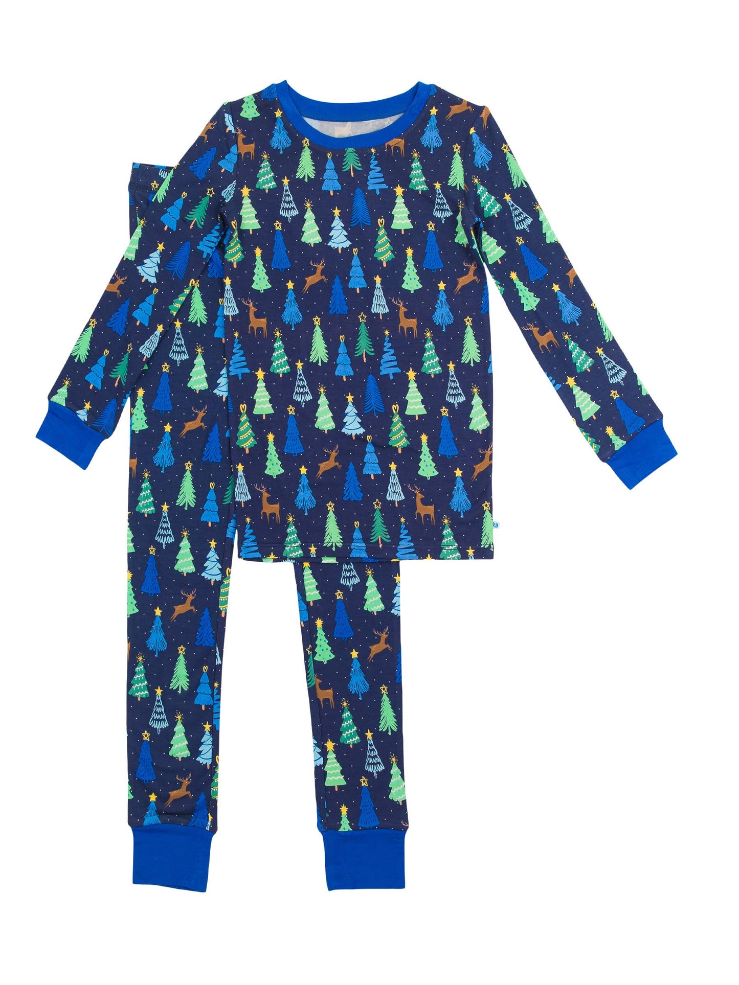 RuffleButts + RuggedButts - Boys Merry Blue Pines Bamboo Viscose Long Sleeve Pajama Set