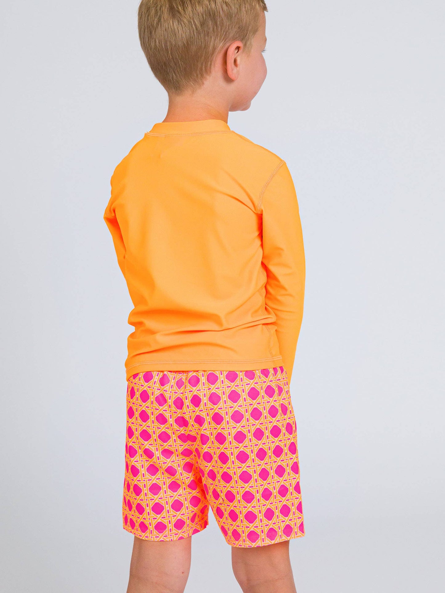 RuffleButts + RuggedButts - Boys Neon Sherbet Cane Swim Trunks
