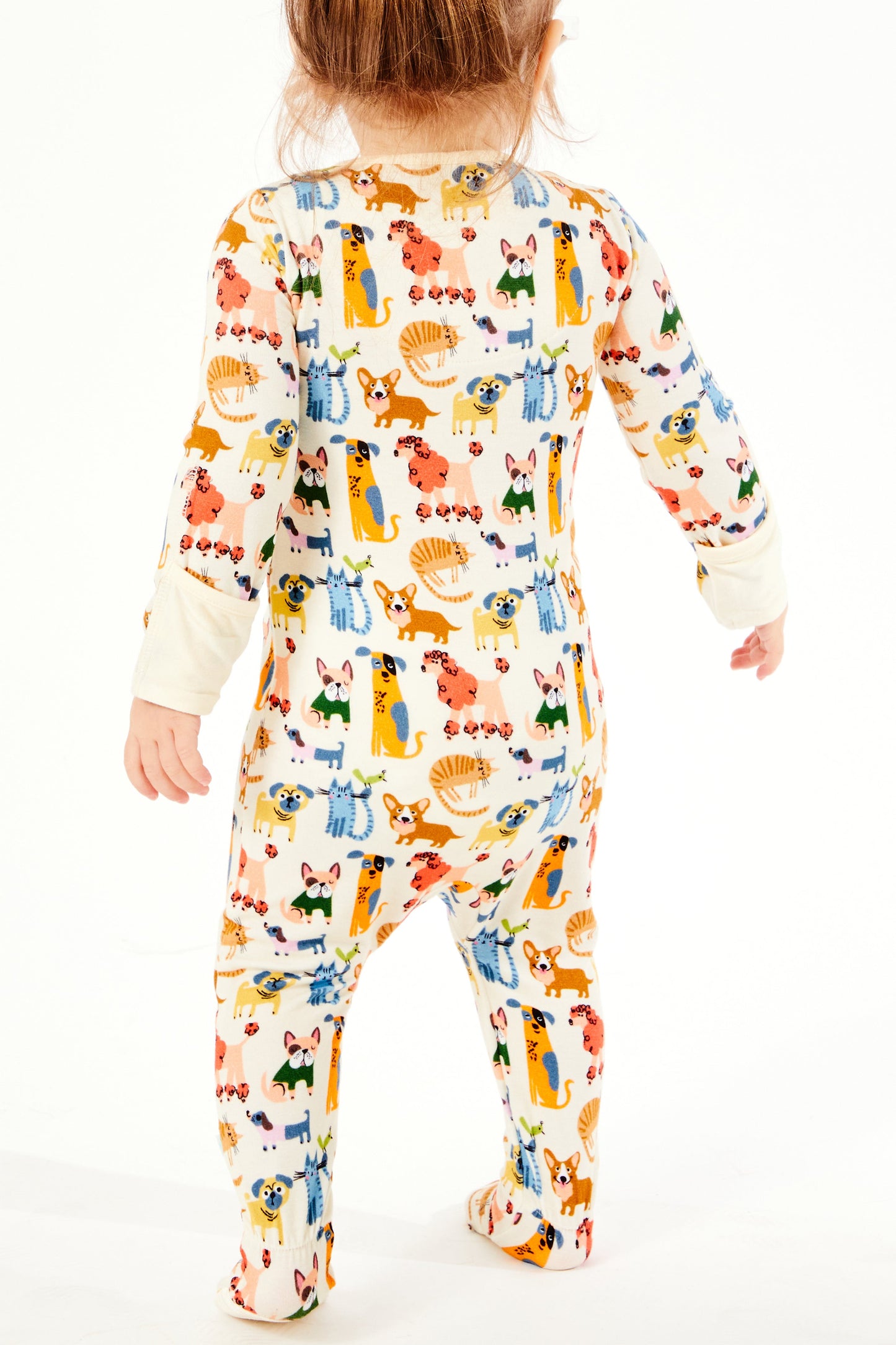 Soft & Stretchy Zipper Footie - Cats + Dogs