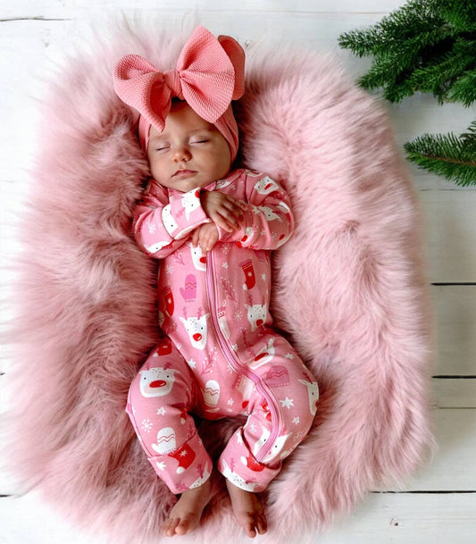 SIIX Collection - Reindeer Pink / Organic 2-Way Zip Romper