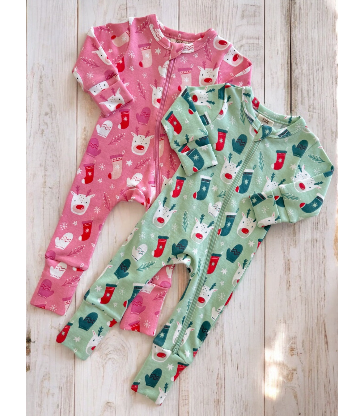 SIIX Collection - Reindeer / Organic 2-Way Zip Romper