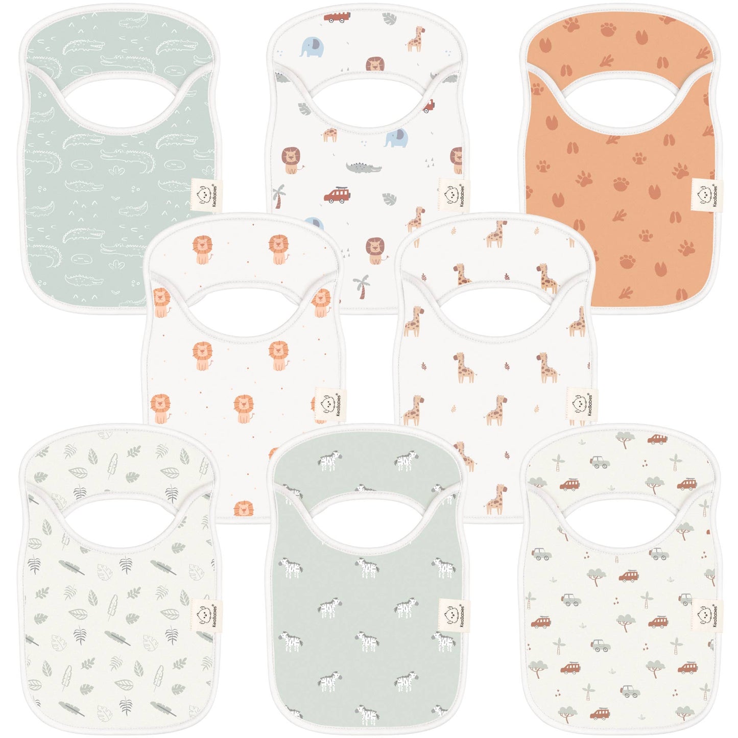 KeaBabies - KeaBabies 8-Pack Hallo Drool Bibs: Wilderness