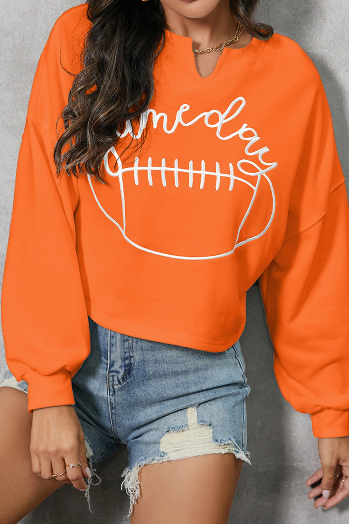 GAME DAY Football Graphic Notched Sweatshirt