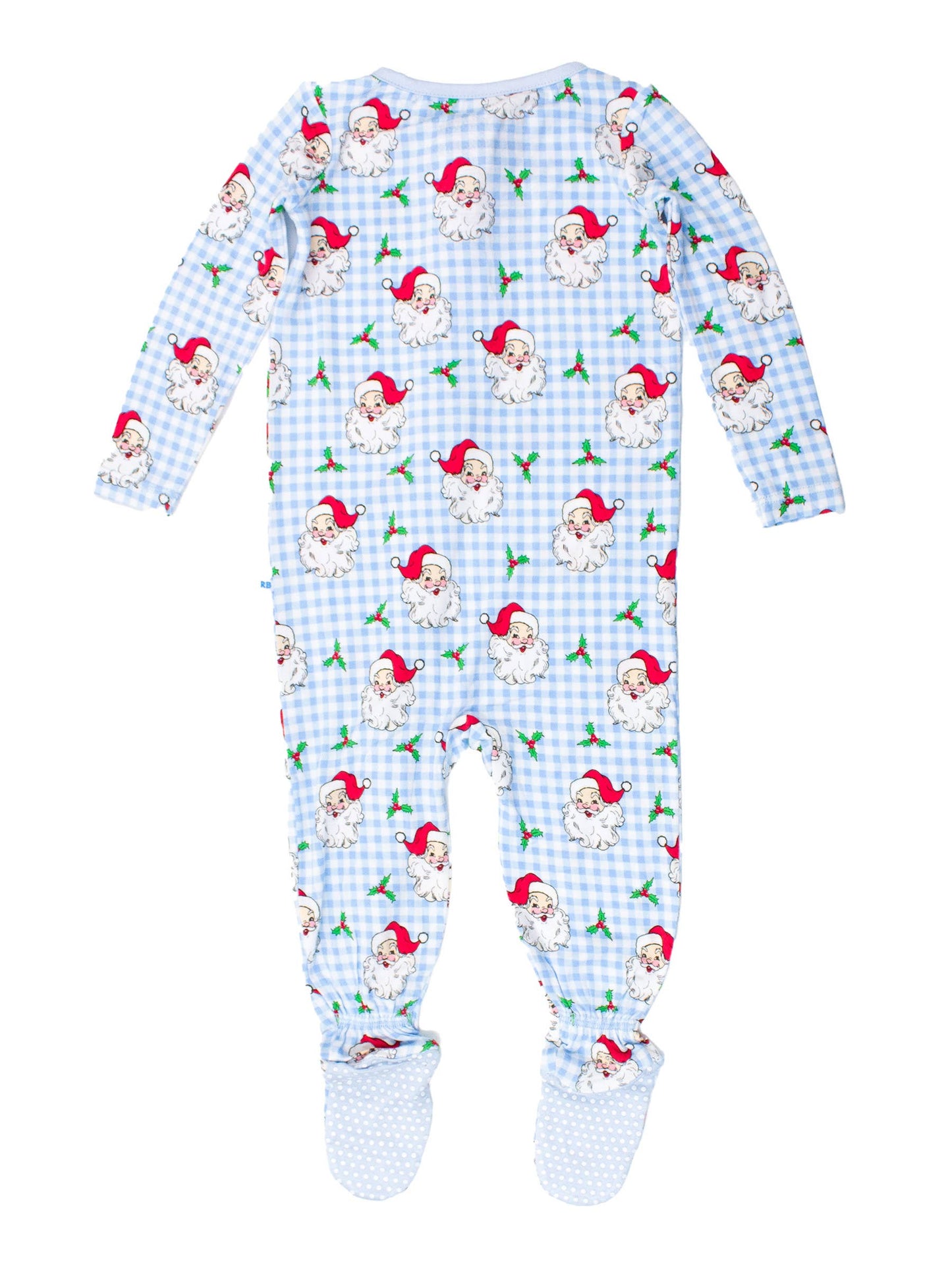 RuffleButts + RuggedButts - Baby Boys Blue Dear Santa Bamboo Viscose Footed One Piece Pajama