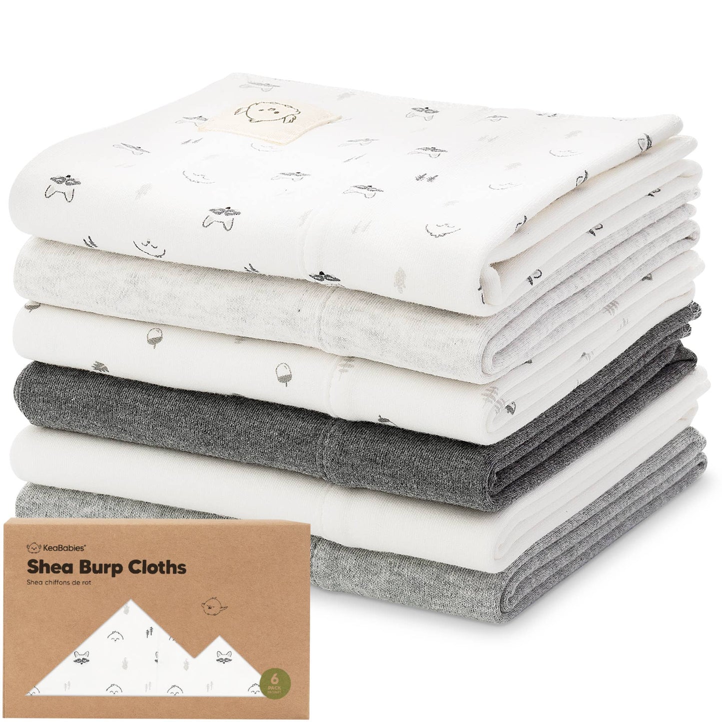 KeaBabies - KeaBabies 6-Pack Shea Burp Cloths: Neutrals