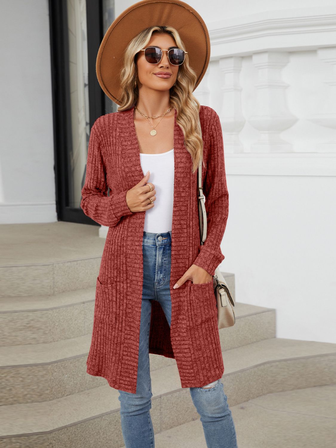 Open Front Long Sleeve Cardigan