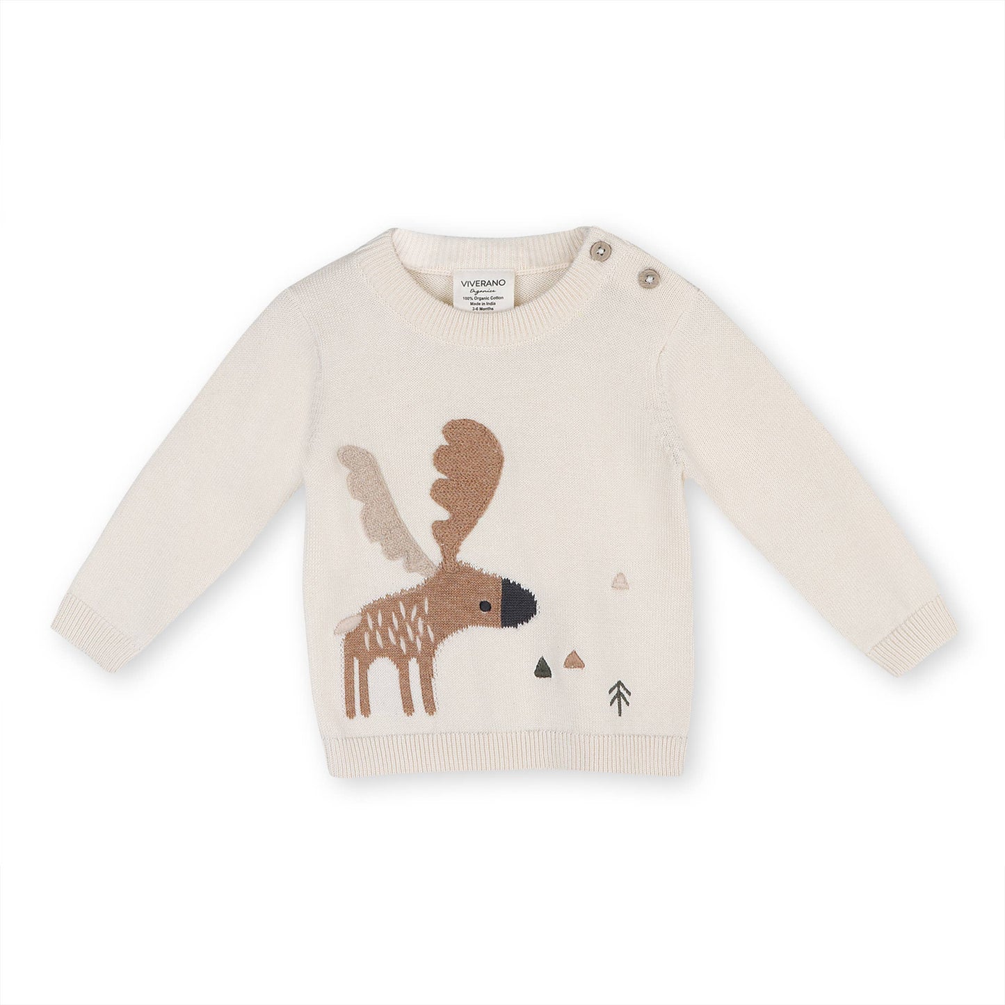 Viverano Organics - Moose Jacquard Knit Baby Pullover Sweater (Organic Cotton)