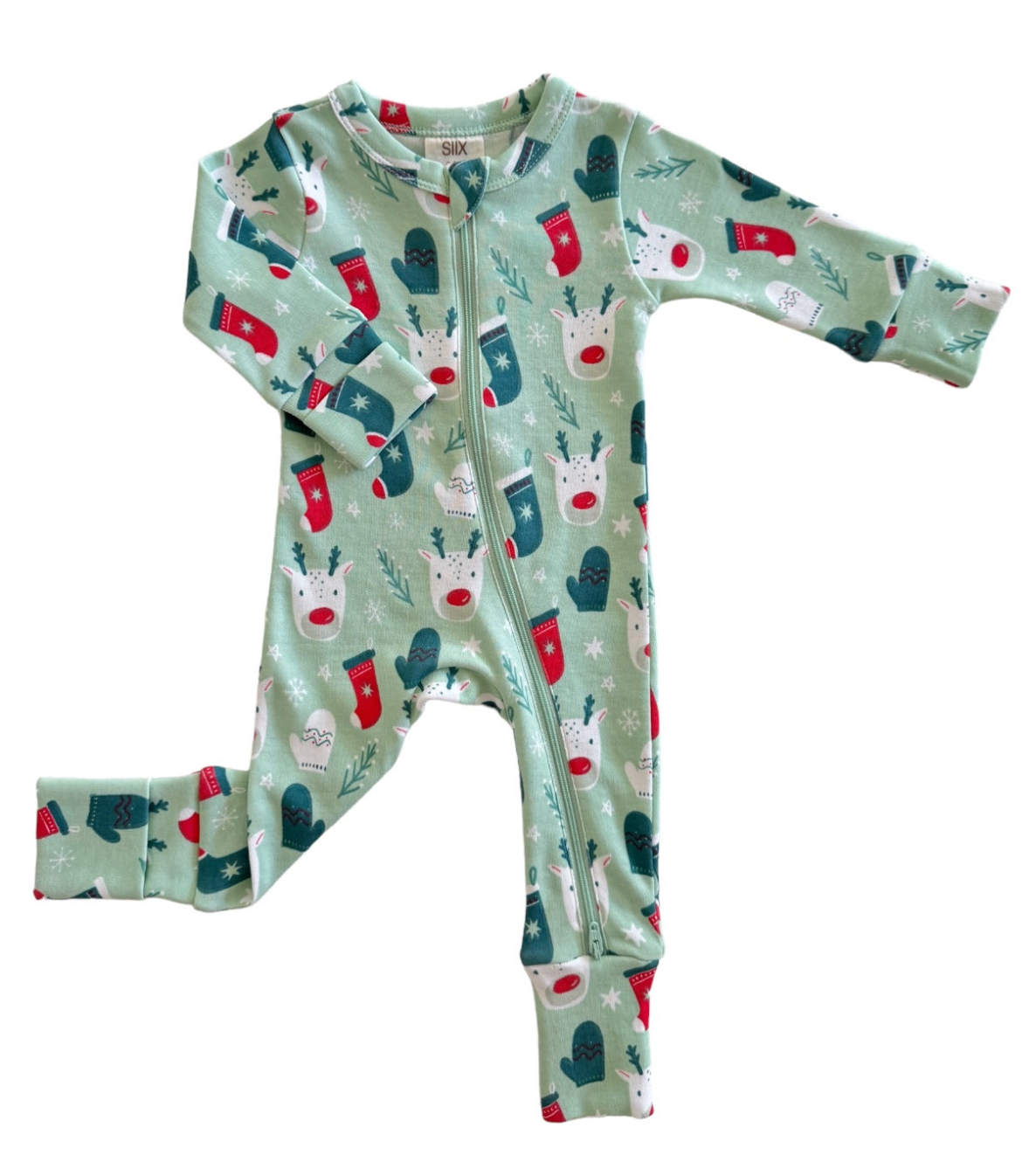 SIIX Collection - Reindeer / Organic 2-Way Zip Romper