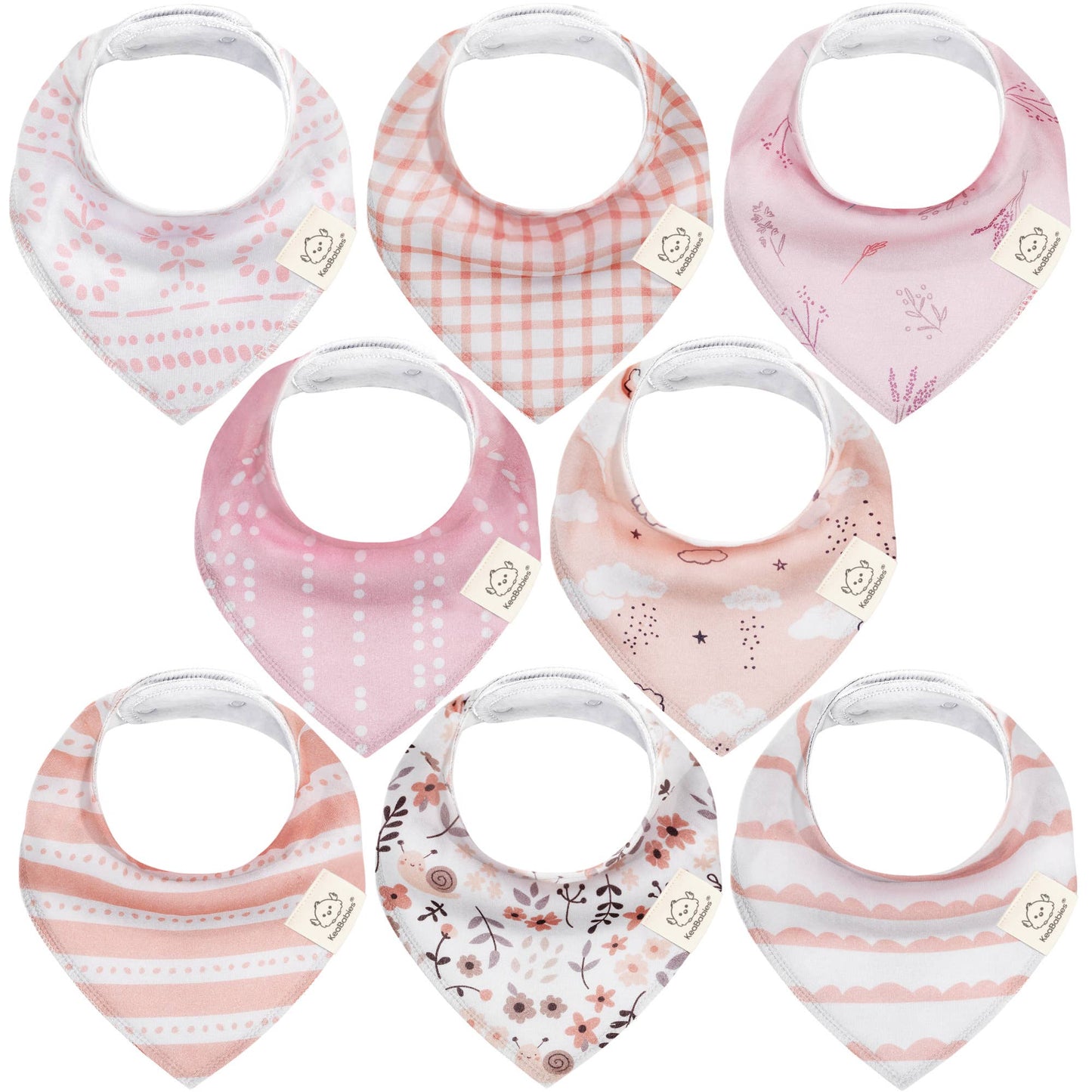 KeaBabies - 8-pack Baby Bandana: Sweet Charm