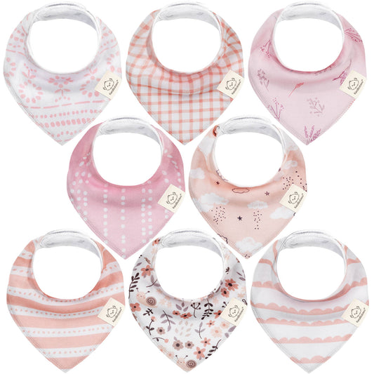 KeaBabies - 8-pack Baby Bandana: Sweet Charm