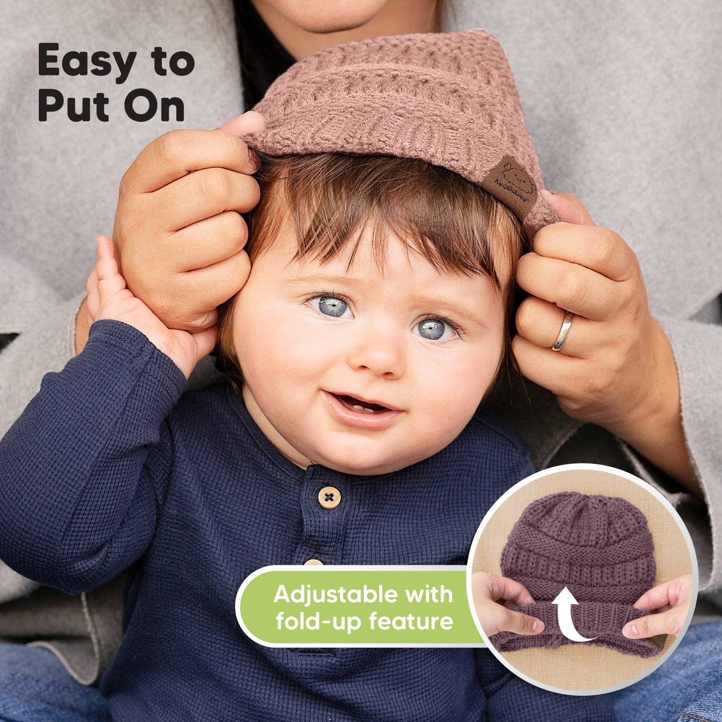 KeaBabies - KeaBabies 3-Pack Warmzy Baby Beanies (Wine, Medium) 6-36 Months