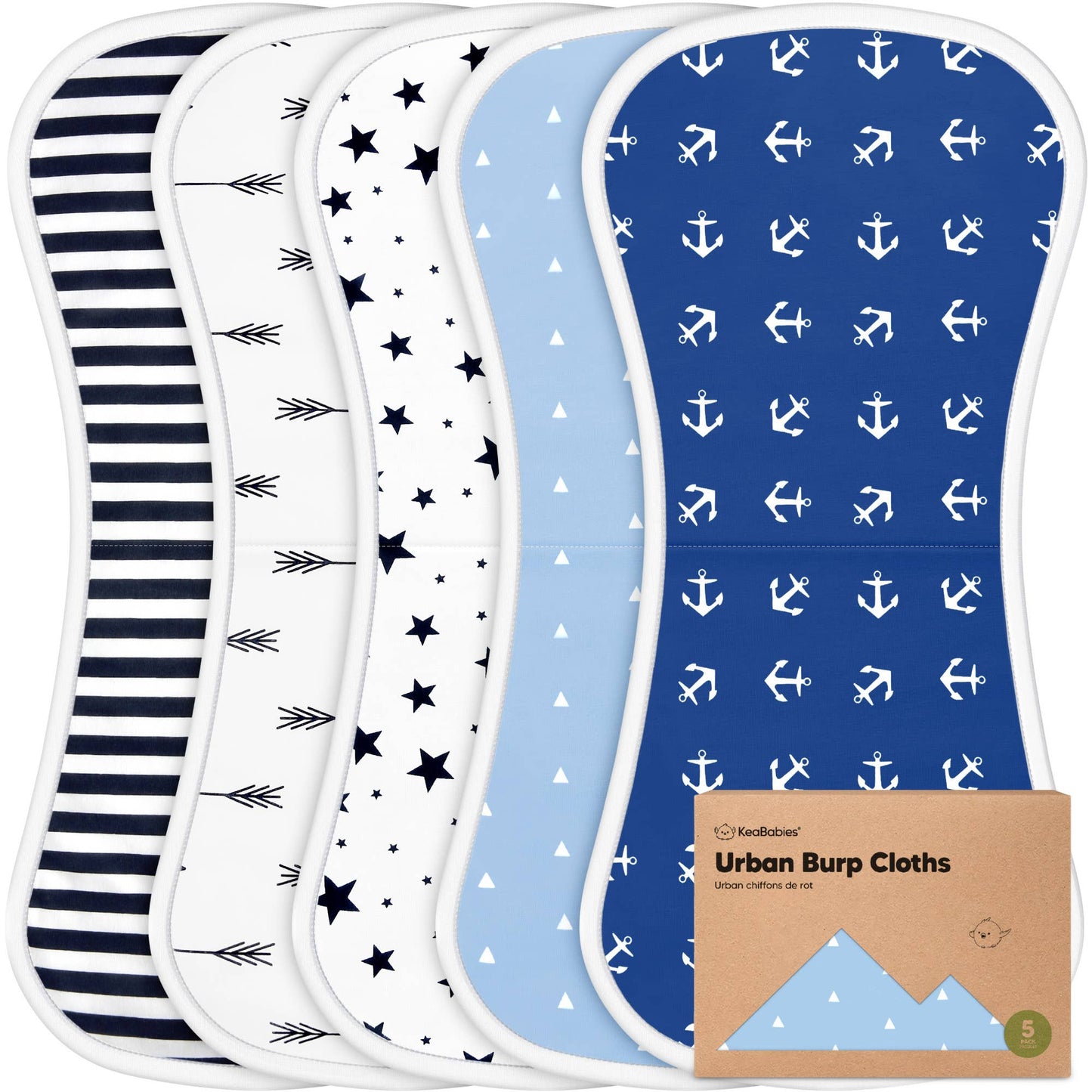 KeaBabies - KeaBabies 5-Pack Urban Burp Cloths: Adventurer