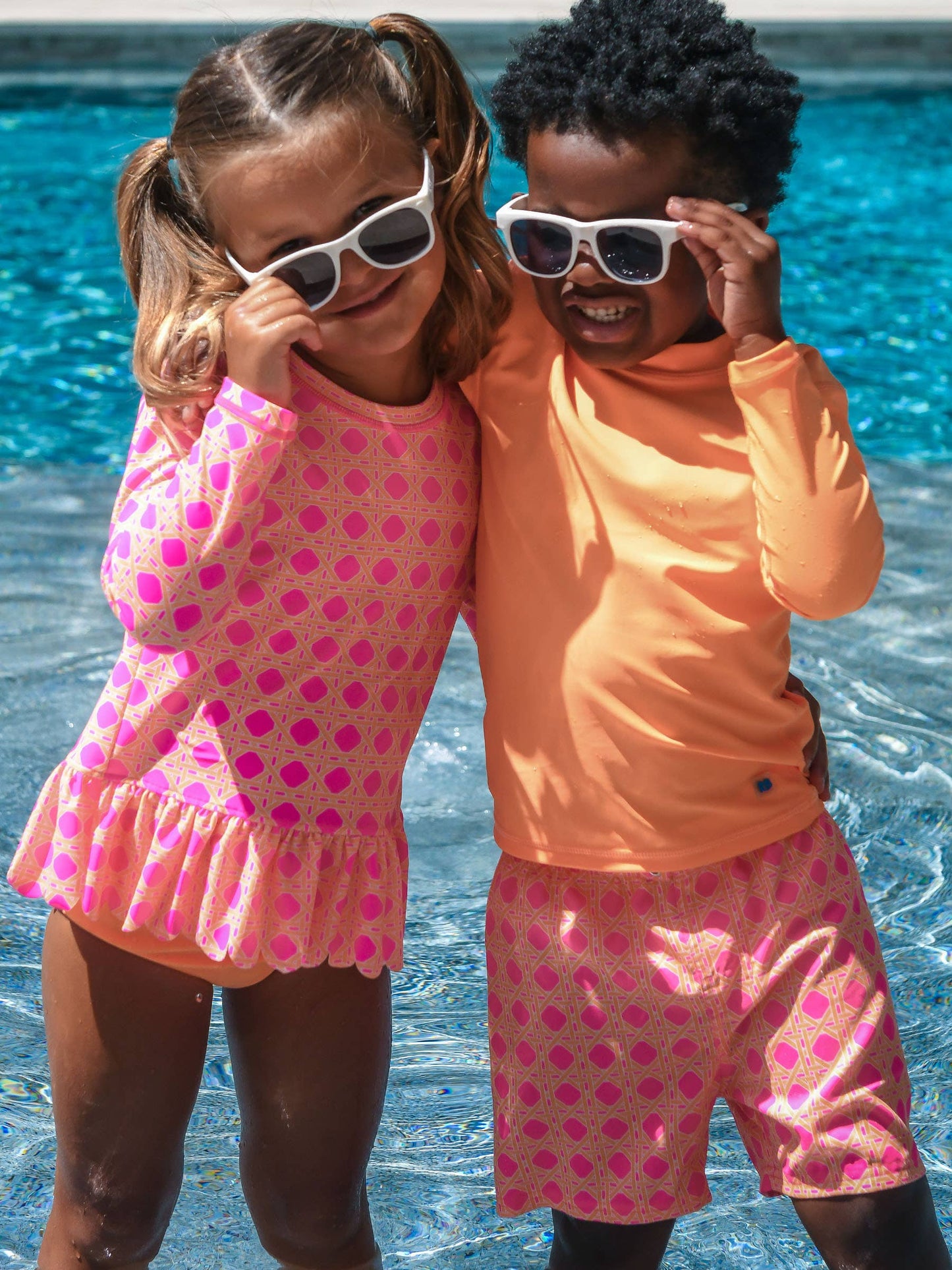 RuffleButts + RuggedButts - Boys Neon Sherbet Cane Swim Trunks
