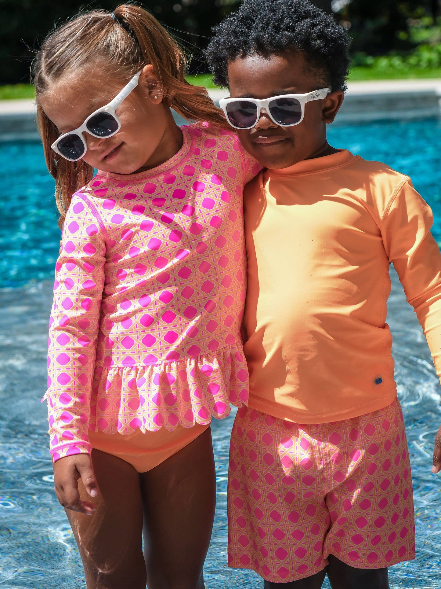 RuffleButts + RuggedButts - Boys Neon Sherbet Cane Swim Trunks