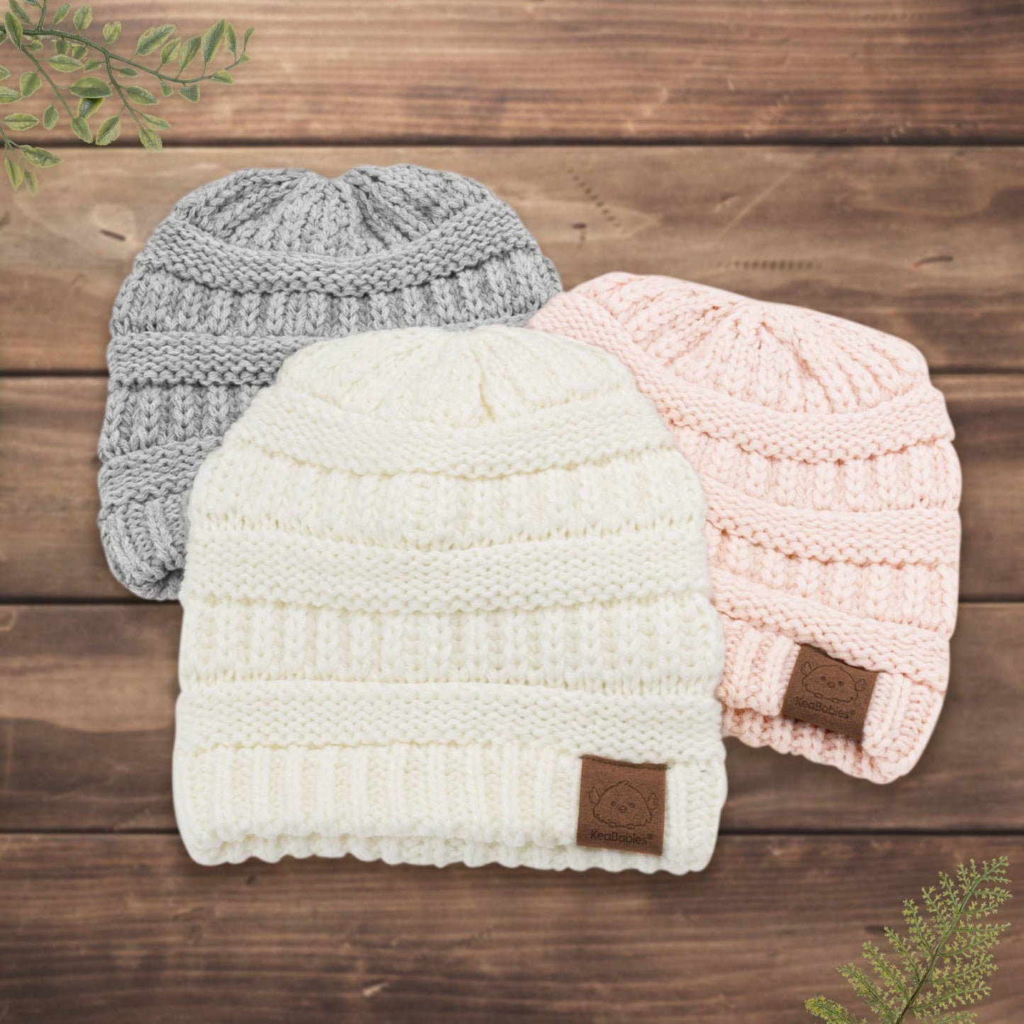 KeaBabies - KeaBabies 3-Pack Warmzy Baby Beanies (Sweet Pea, Medium) 6-36 Months