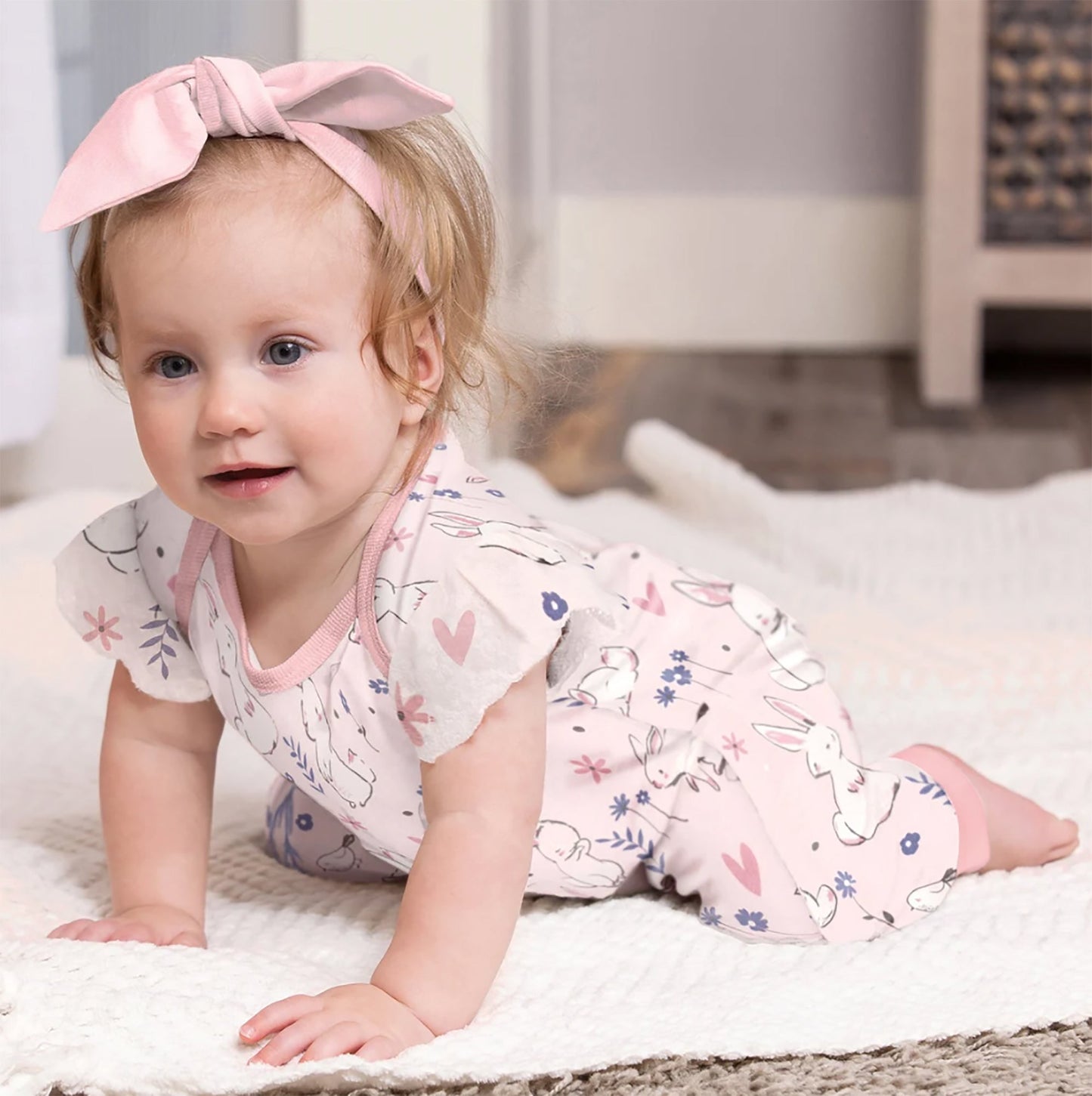Easter Bunnies & Flowers Romper