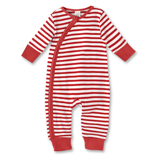 Striped Christmas Zipper Romper