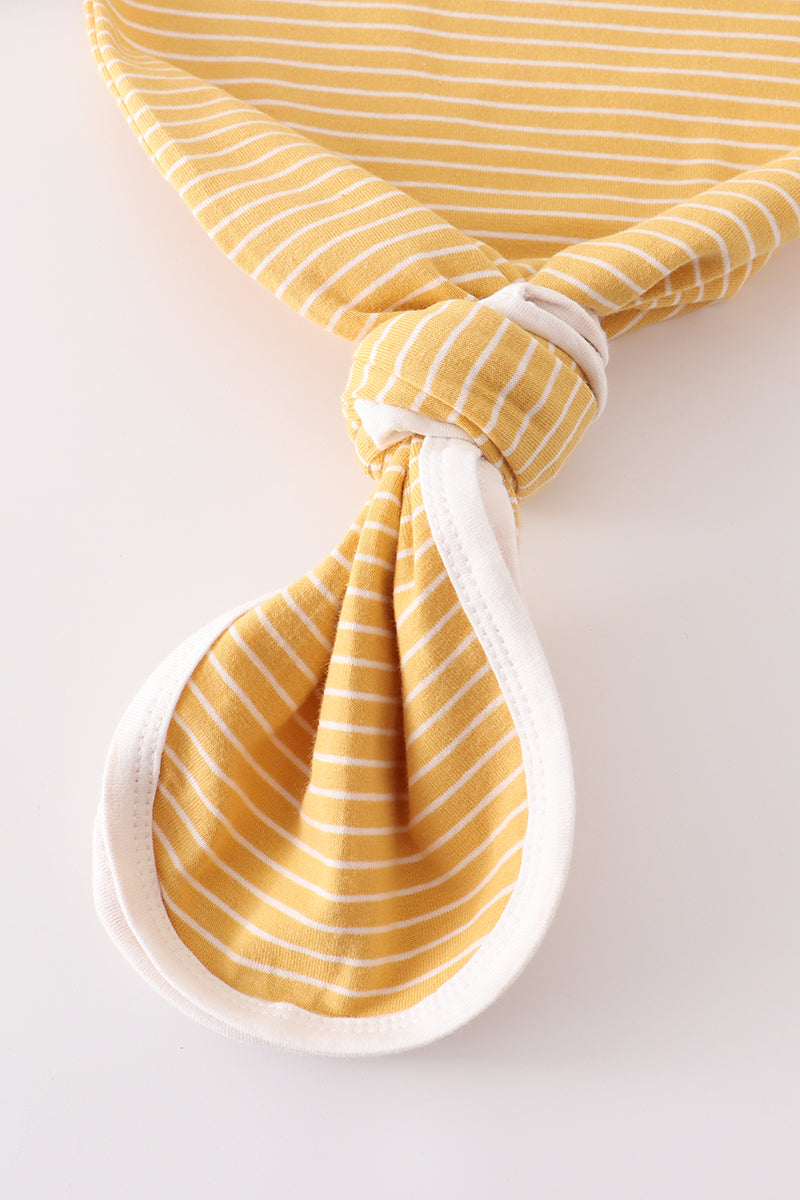 Abby & Evie - Mustard Stripe Ruffle Baby 2pc Gown