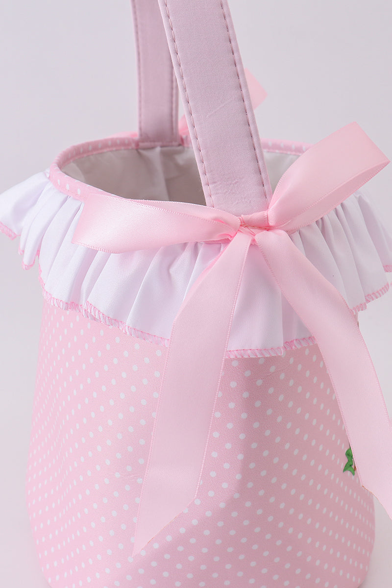 Abby & Evie - Pink Bunny Ruffle Bow Easter Basket
