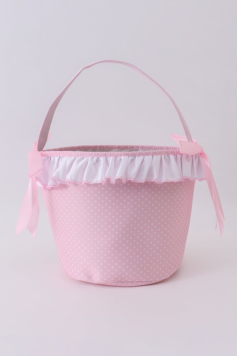 Abby & Evie - Pink Bunny Ruffle Bow Easter Basket